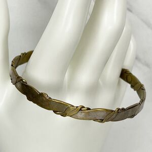 Vintage Mexico Silver Tone Braided Flat Bangle Bracelet ✨